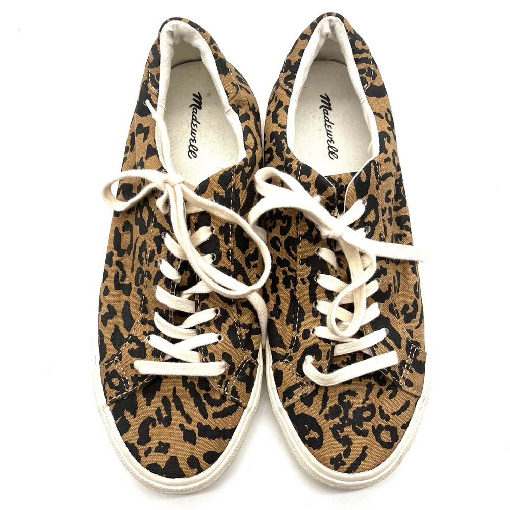 Madewell Sidewalk Low-Top Canvas  Shoes Sneakers Leopard Print /Cream Women 9.5